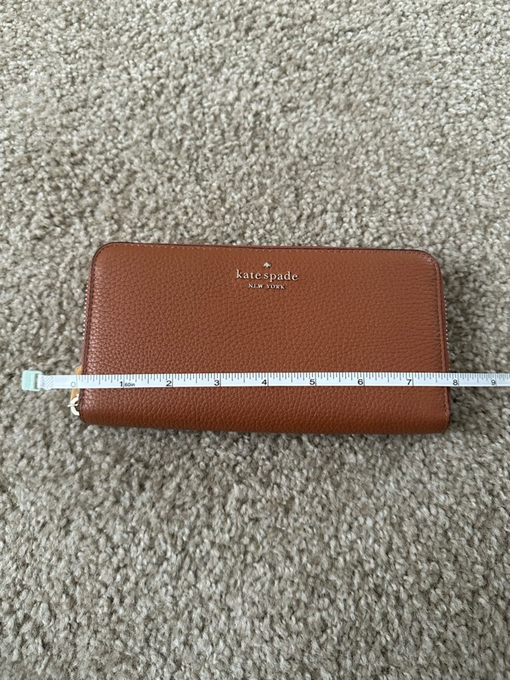 kate spade brown pebbled leather zip-around wallet - Picture 3 of 10